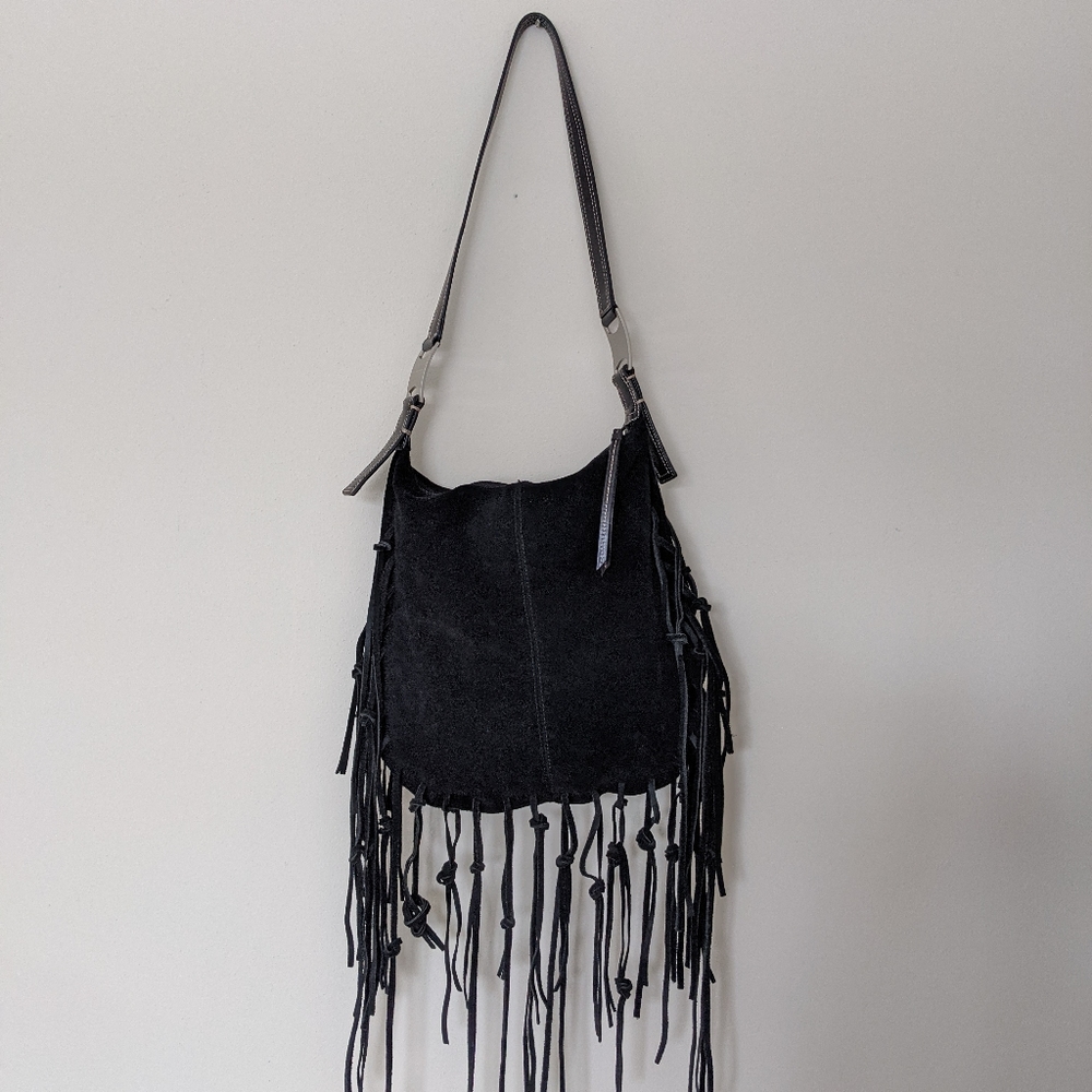 Kenneth Cole black bag with fringes, so cool and trendy! Fringes are in! - Picture 4 of 5